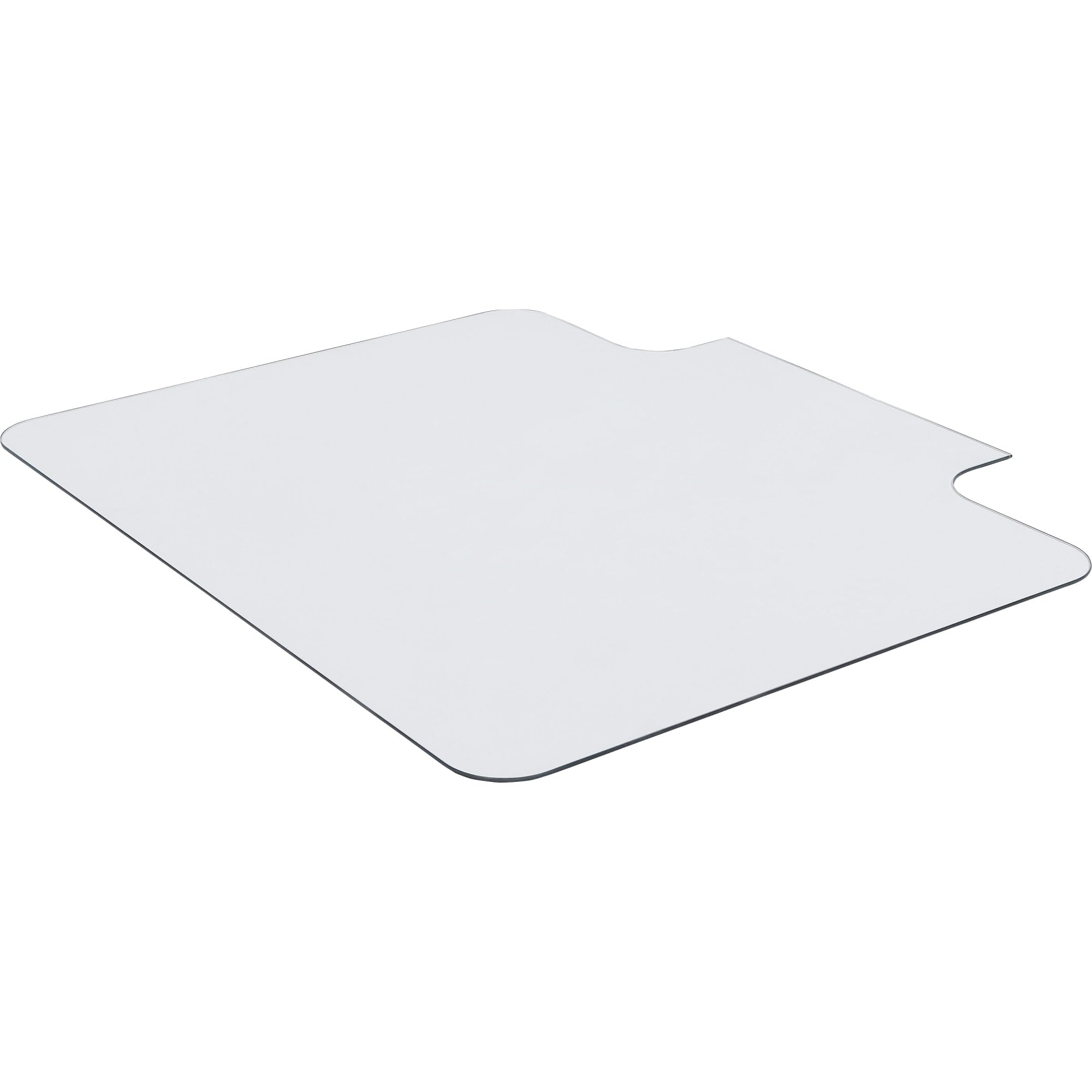 Lorell Tempered Glass Chairmat with Lip, 48" Width x 36" Depth x 0.25" Thickness, Clear, 1 Each