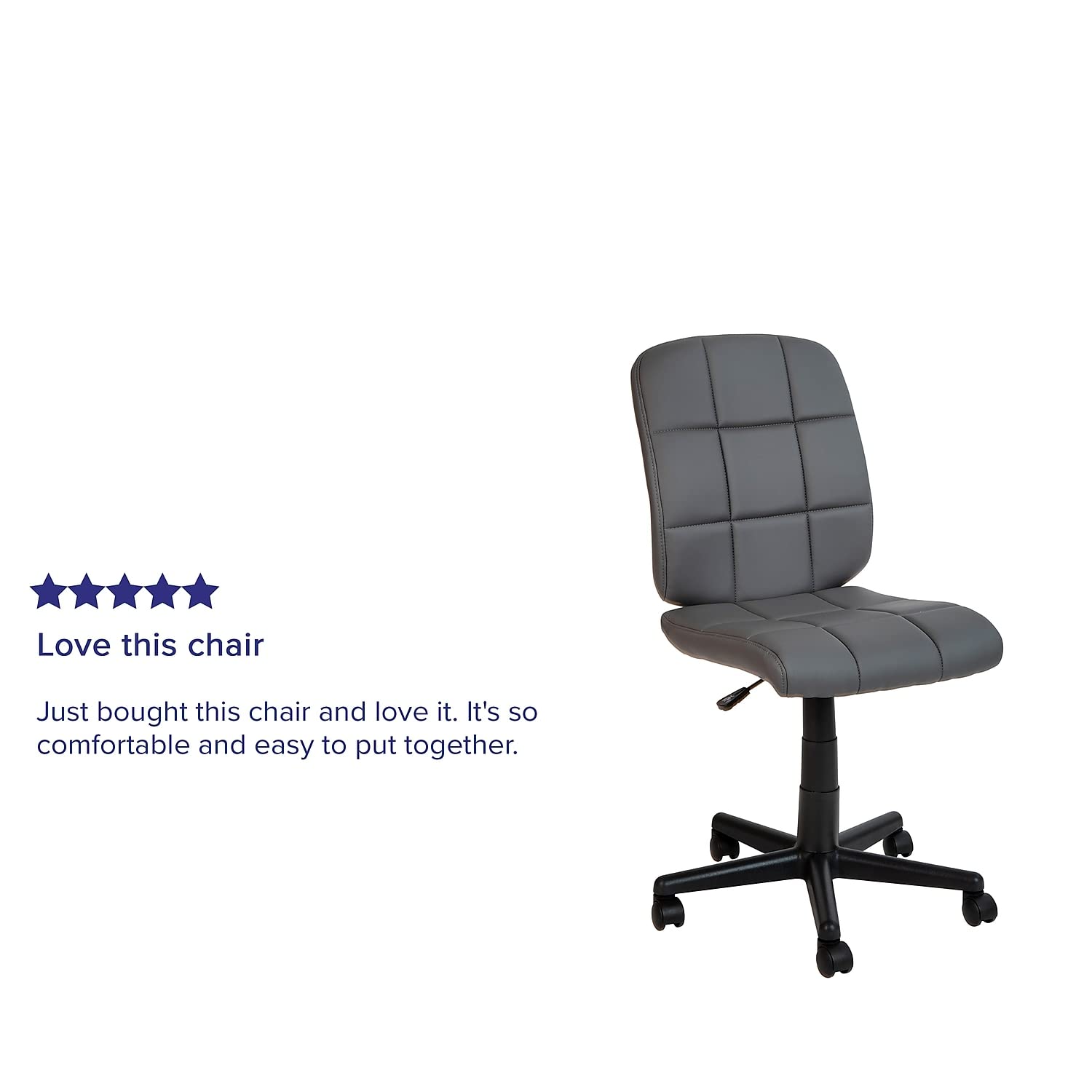 Flash Furniture Clayton Mid Back Swivel Task Chair - Gray Vinyl Upholstery - Tufted Back and 360° Swivel