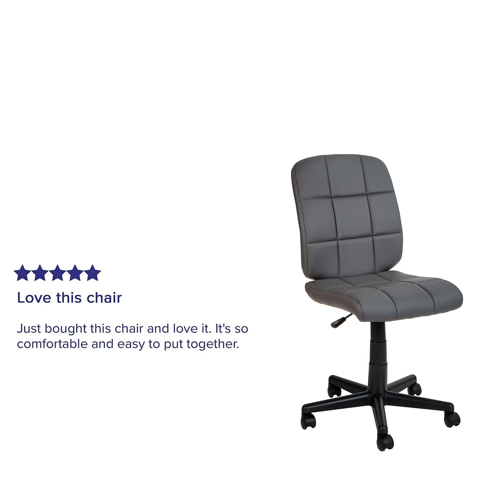 Flash Furniture Clayton Mid Back Swivel Task Chair - Gray Vinyl Upholstery - Tufted Back and 360° Swivel