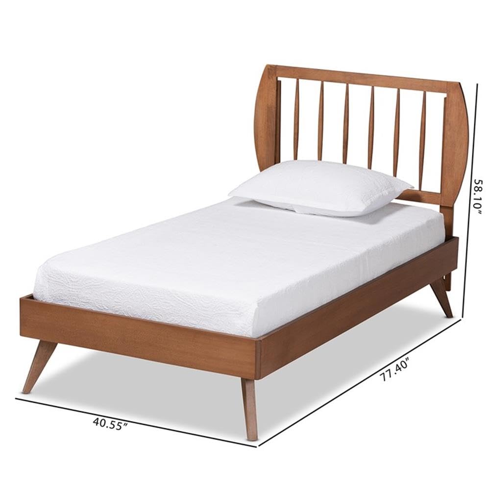 Baxton Studio Emiko Modern and Contemporary Walnut Brown Finished Wood Twin Size Platform Bed