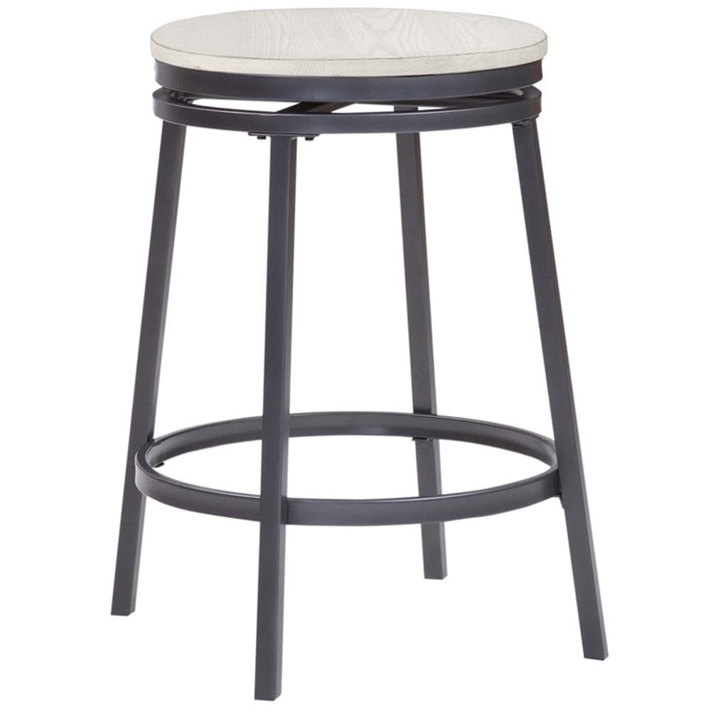 American Woodcrafters Jaidon Backless Gray Metal Swivel 25-inch Bar Stool