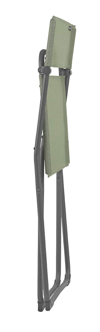 HomeRoots Frame: Powder Coated Finish (100% Polyester Powder Folding Chair - Set of 2 - Basalt Steel Frame - Moss Fabric