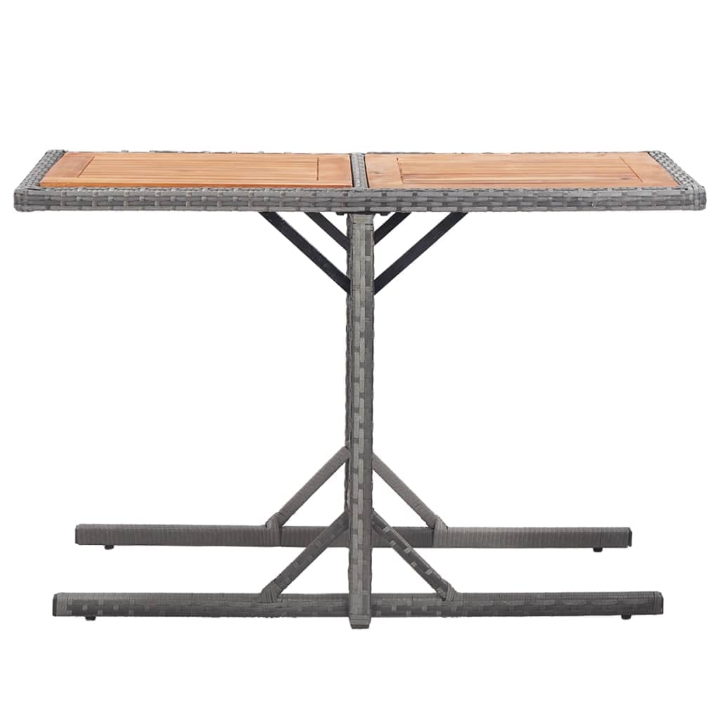 vidaXL Poly Rattan Patio Table with Solid Acacia Wood Top - Anthracite & Brown Weather-Resistant Outdoor Terrace Furniture, Easy to Assemble