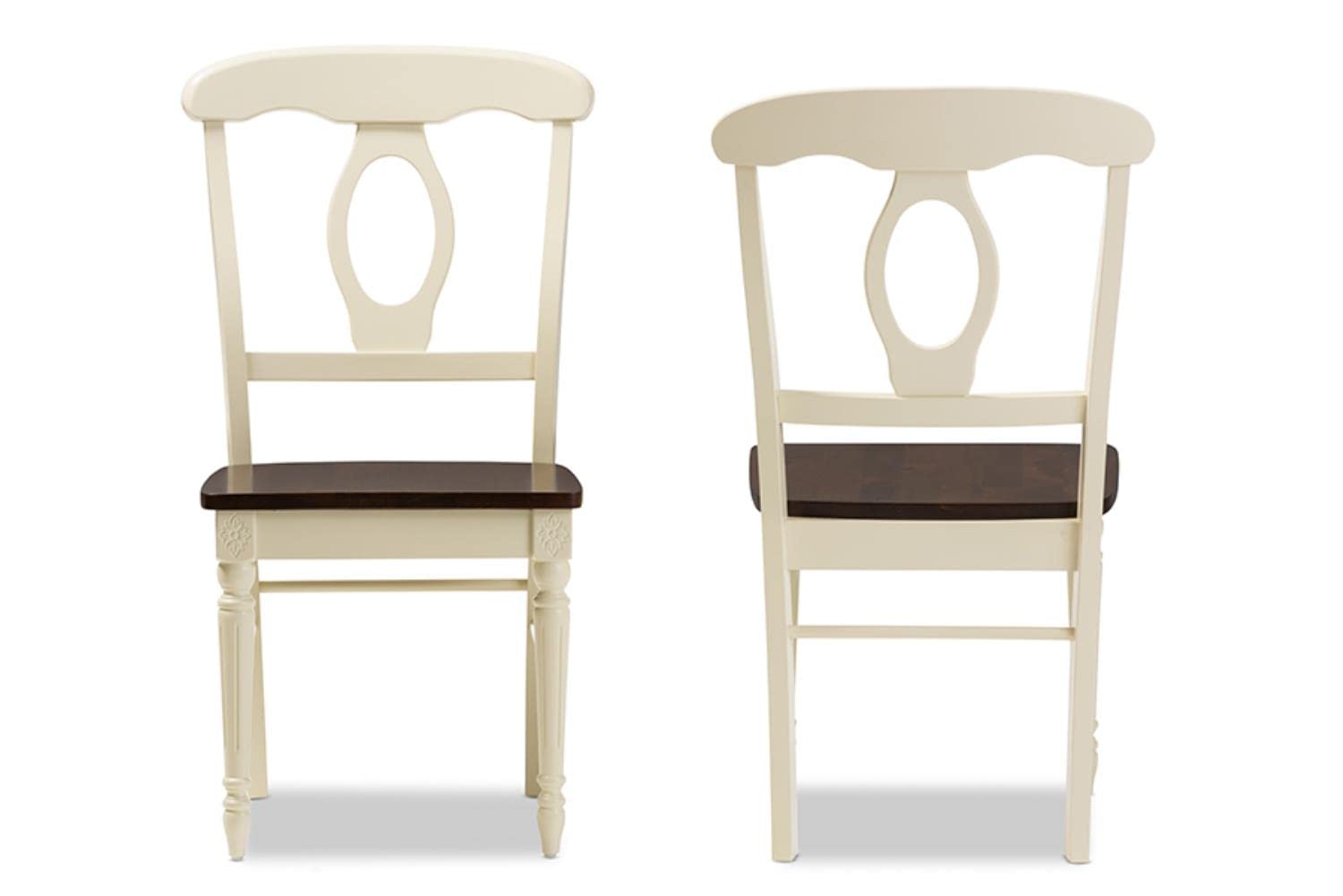 Baxton Studio Napoleon French Country Cottage Wood Dining Chair Cherry Brown/Cream/French Country Cottage