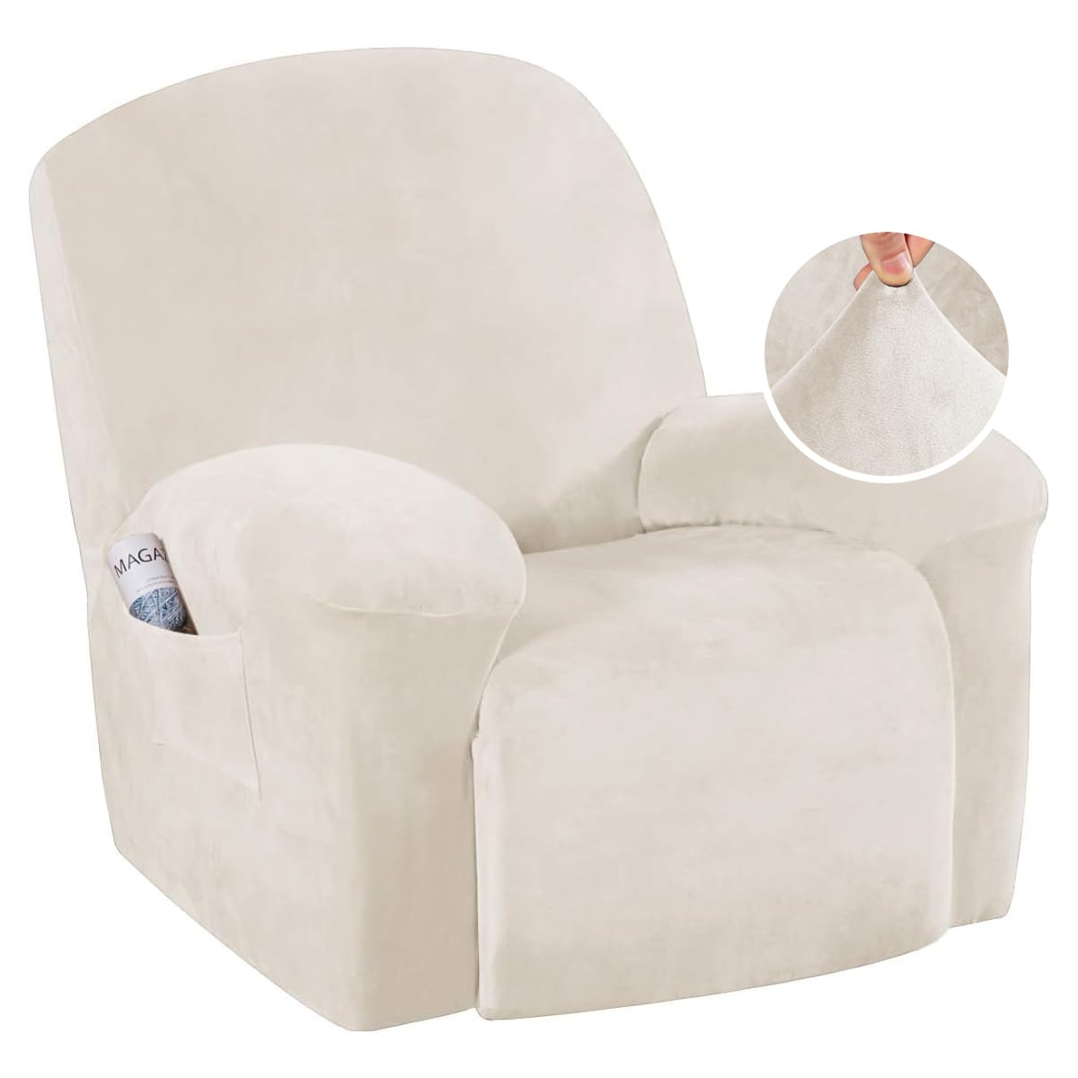 H.VERSAILTEX Recliner Chair Covers Velvet Recliner Cover 1 Piece Slip Covers for Sofas/Couches Washable Reclining Chair/Furnitur