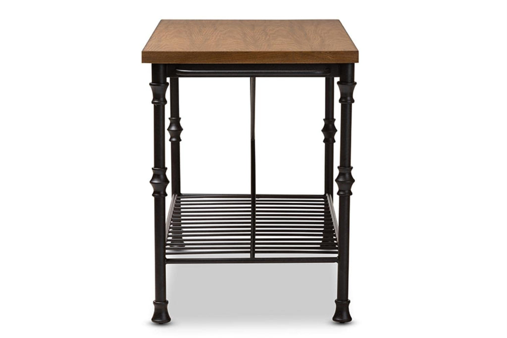 Baxton Studio Perin Vintage Rustic Industrial Style Wood and Bronze-Finished Steel Multipurpose Kitchen Island Table