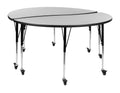 Flash Furniture 2 Piece Mobile 60" Circle Wave Collaborative Grey Thermal Laminate Adjustable Activity Table Set