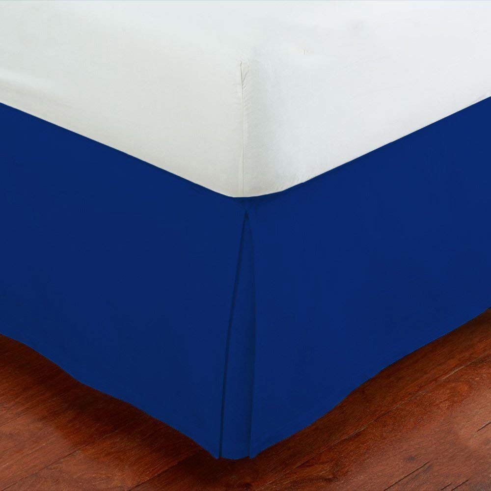 Queen Size Luxury Tailored Bed Skirt 14' Drop Pleated Styling Dust Ruffled Solid Royal Blue New