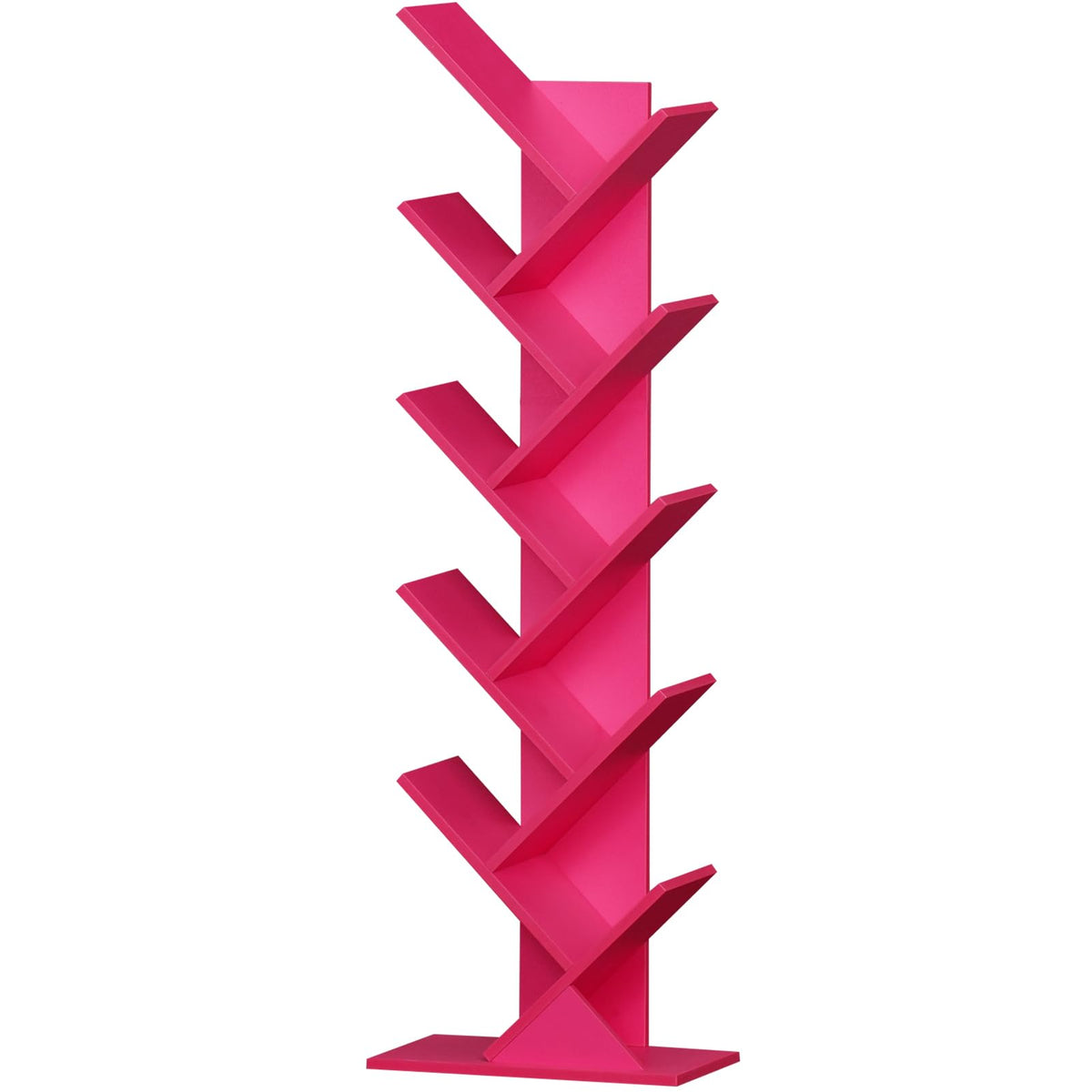 SHEEPAM 10 Tier Tree Book Shelf, Floor Standing Wood Bookshelf for Narrow Space, Storage Organizer Bookshelves for Books/CDs/Mag