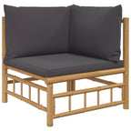 vidaXL Outdoor Bamboo Patio Lounge Set, 6-Piece with Comfortable Dark Gray Cushions, Versatile Modular Design, Ideal for Garden, Patio & Poolside