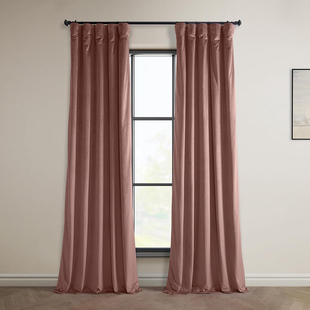 HPD Half Price Drapes Heritage Plush Velvet Curtains 96 Inches Long Room Darkening Curtains for Bedroom & Living Room 50W x 96L,