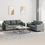 vidaXL Dark Gray Sofa Set with Pillows - Fabric Loveseat, Armchair and Couch for Living Room, Office, Lounge