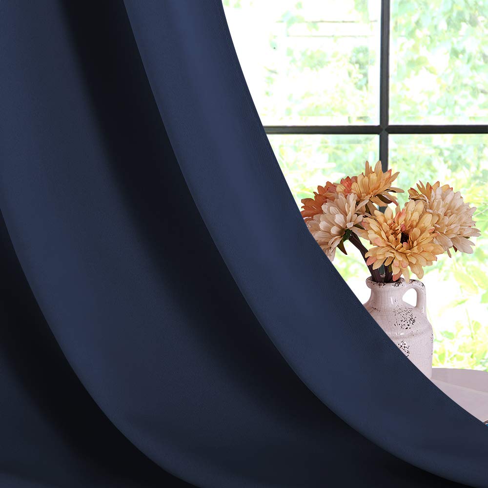 Nicetown Living Room Blackout Curtain Panels, Window Treatment Energy Saving Thermal Insulated Solid Grommet Blackout Drapes/Dra