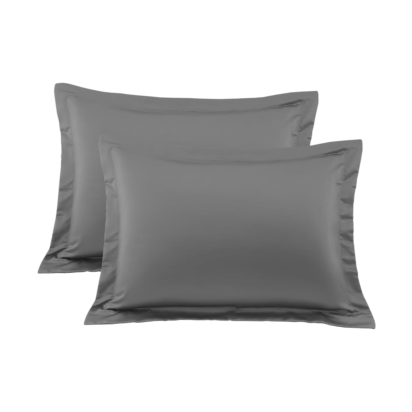 Queen Pillow Shams Set Of 2-600 Thread Count Dark Grey Queen Size Pillow Shams 20X30 Pillow Cases 100% Egyptian Cotton Hotel Cla