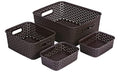 WIDE MART Plastic Royal Baskets for Storage (Brown, Medium, Small and A6 x 2)  Set of 4 Pieces | stylish storage baskets