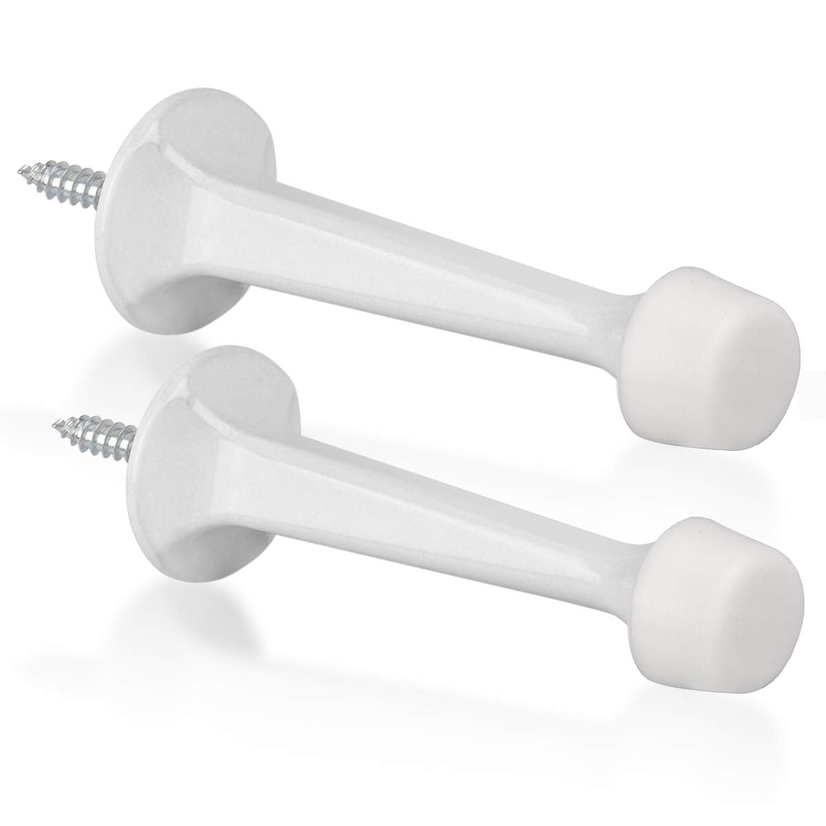 Kovosch 2 Pack Solid Rigid Door Stops - Heavy Duty Door Stoppers Wall Protector With Soft Rubber Tips, White
