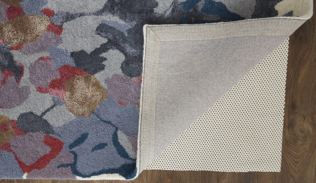 HomeRoots 513403 8 x 10 ft. Blue Gray & Pink Wool Floral Hand Tufted Handmade Rectangle Area Rug