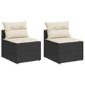 vidaXL Black PE Rattan Outdoor Armless Patio Sofas with Comfort Cushions - Versatile Garden Seating Furniture Set, Easy Maintenance, Modular Design