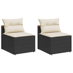 vidaXL Black PE Rattan Outdoor Armless Patio Sofas with Comfort Cushions - Versatile Garden Seating Furniture Set, Easy Maintenance, Modular Design