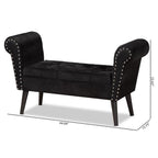Baxton Studio Hanayo Black Velvet Fabric Upholstered Black Finished Wood Bench