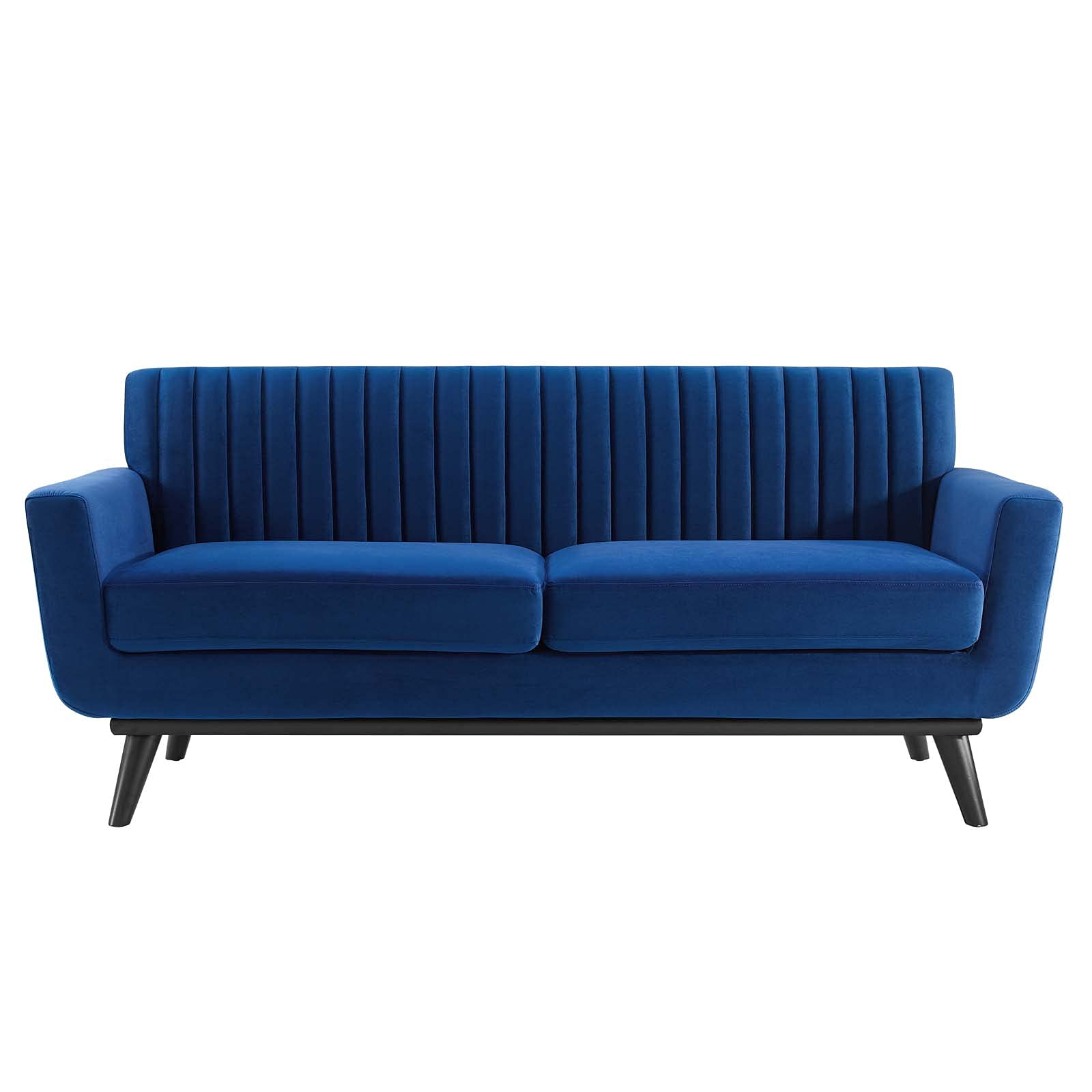 Modway Engage Channel Tufted Performance Velvet Loveseat in Navy