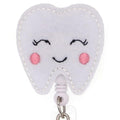Smiling Tooth Shape Felt Badge Holder Cute Medical Retractable Id Badge Reel Gift For Nurse/Doctor/Dentist/Medical Staff