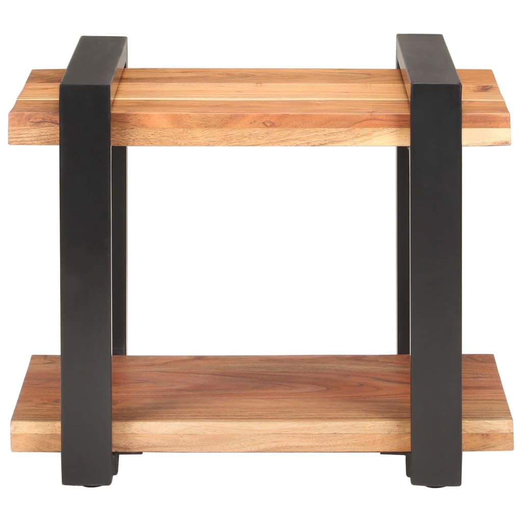 vidaXL Bedside Cabinet - Solid Acacia Wood Side Table with Industrial Look, Storage Nightstand, Unique Wood Grains, Durable and Stable, Assembly Required