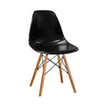 Mod Made Mid Century Modern Armless Paris Dining Side Chair with Natural Wood Legs for Dining Room Living Room or Kitchen- Black