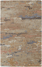 HomeRoots 513609 8 x 10 ft. Tan & Blue Wool Abstract Hand Tufted Handmade Stain Resistant Rectangle Area Rug
