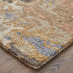 HomeRoots 513609 8 x 10 ft. Tan & Blue Wool Abstract Hand Tufted Handmade Stain Resistant Rectangle Area Rug