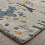 HomeRoots 513616 8 x 10 ft. Gray Yellow & Blue Wool Abstract Hand Tufted Handmade Stain Resistant Rectangle Area Rug