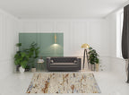 HomeRoots 513623 8 x 10 ft. Ivory Blue & Brown Wool Abstract Hand Tufted Handmade Stain Resistant Rectangle Area Rug