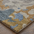 HomeRoots 513630 8 x 10 ft. Gray Blue & Gold Wool Abstract Hand Tufted Handmade Stain Resistant Rectangle Area Rug