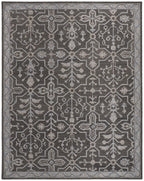 HomeRoots 513670 9 x 12 ft. Gray Blue & Ivory Wool Floral Hand Tufted Handmade Stain Resistant Rectangle Area Rug