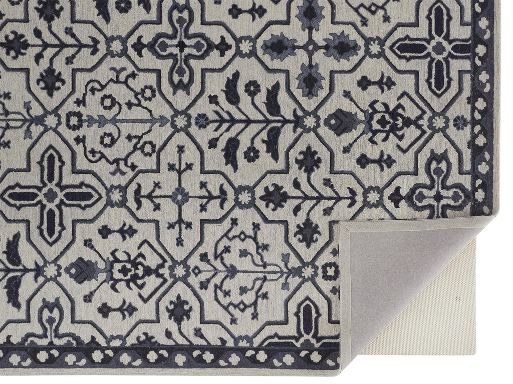 HomeRoots 513675 8 x 10 ft. Taupe & Gray Wool Floral Hand Tufted Handmade Stain Resistant Rectangle Area Rug