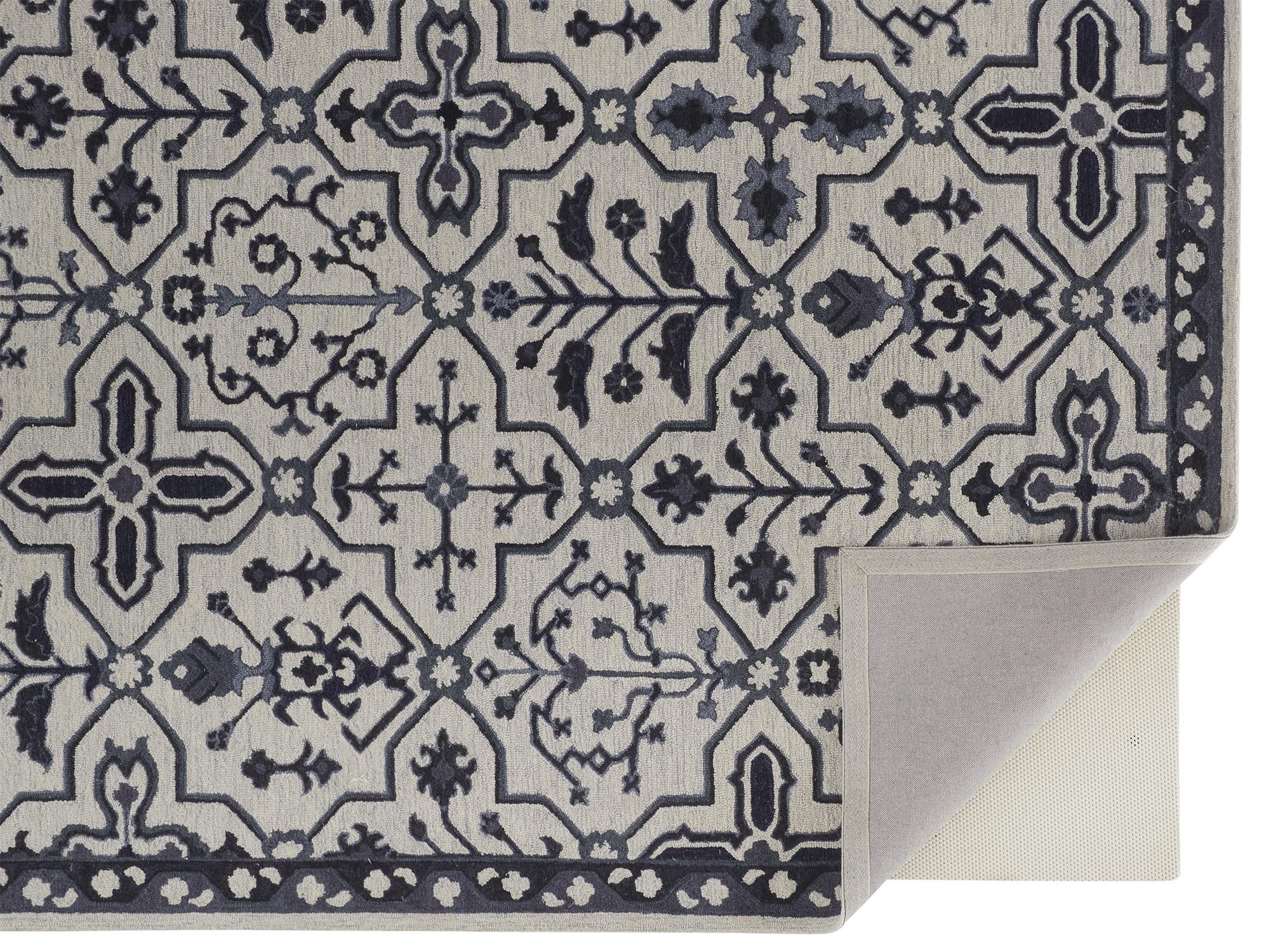 HomeRoots 513675 8 x 10 ft. Taupe & Gray Wool Floral Hand Tufted Handmade Stain Resistant Rectangle Area Rug