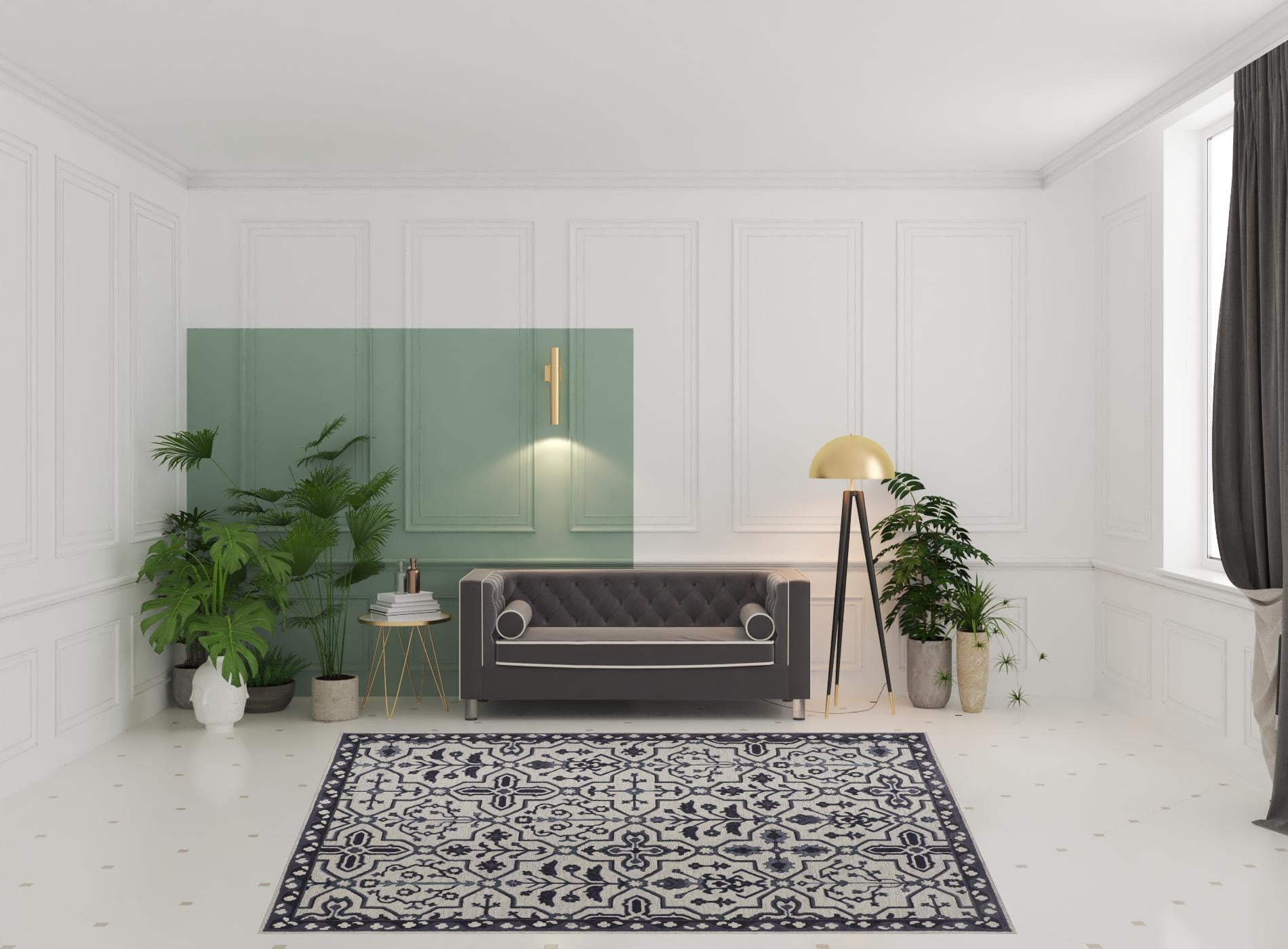 HomeRoots 513675 8 x 10 ft. Taupe & Gray Wool Floral Hand Tufted Handmade Stain Resistant Rectangle Area Rug