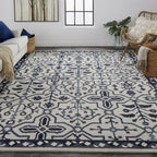 HomeRoots 513676 9 x 12 ft. Taupe & Gray Wool Floral Hand Tufted Handmade Stain Resistant Rectangle Area Rug