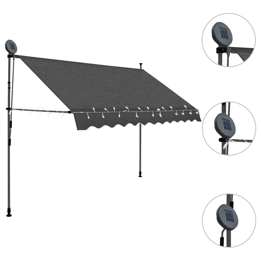 vidaXL Retractable Polyester Awning with LED