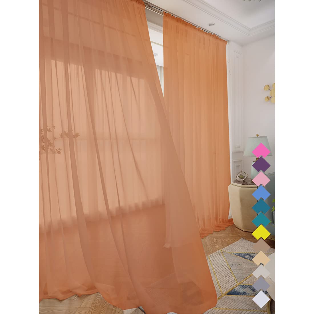 Window Brown Sheer Curtains 60 Inches Width 95 Inches Long 2 Panels Sheer Curtains Clear Curtains Basic Rod Pocket Panel For Hom