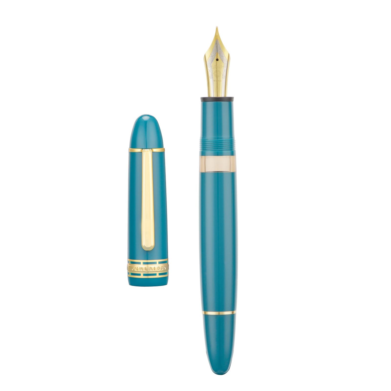 Yongsheng Junlai 630 Acrylic Fountain Pen, Size 8 Medium Nib With Piston Filling System, Indigo Blue Classic Design Smooth Writi