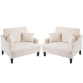 Bezseller Oversized Accent Chairs Set Of 2, 33.5' Wide Seat Comfy Armchair With 2 Pillows, Upholstered Big Reading Chair, Moder