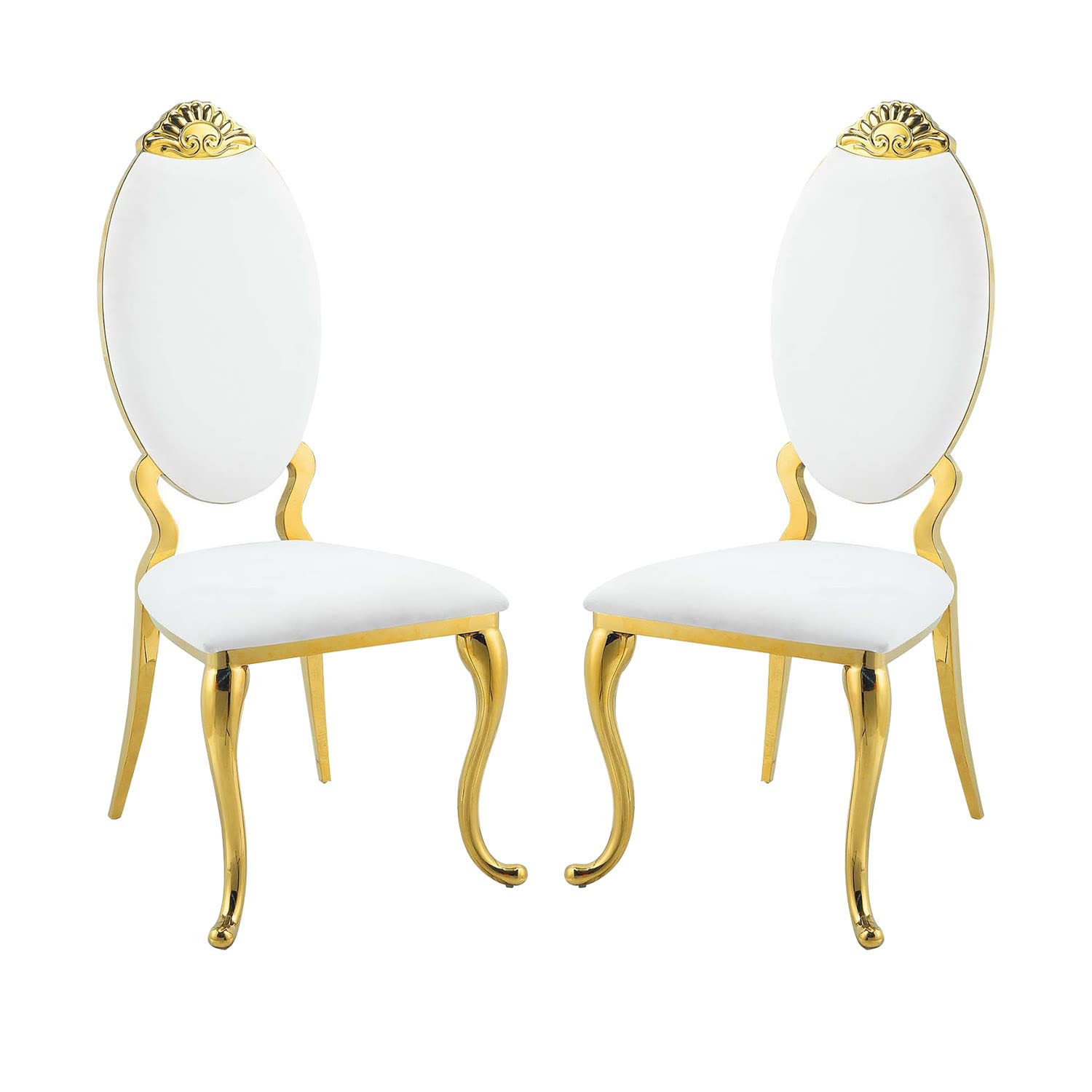simple relax White and Gold Set of 2 Side Chair Finish