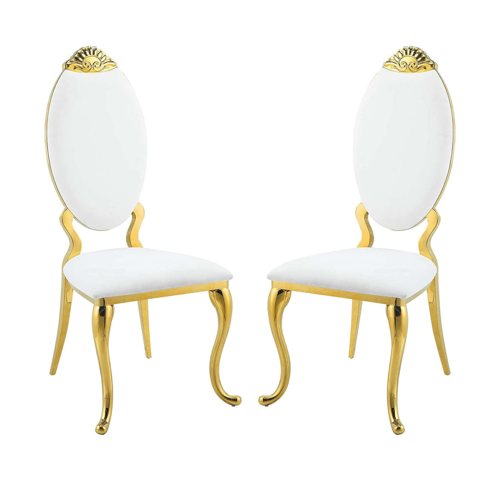 simple relax White and Gold Set of 2 Side Chair Finish