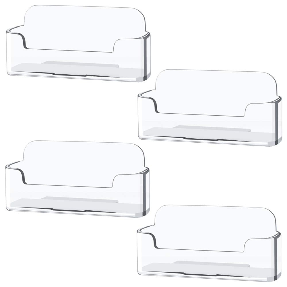 4 Pack Clear Plastic Business Card Holder,Acrylic Business Card Display For Desk Business Card Stand