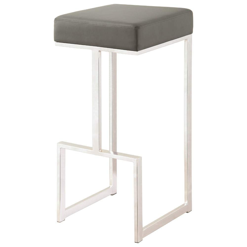 Benjara Benzara Designer Bar Stool With Upholstered Seat, Gray