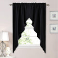 NICETOWN Blackout Window Treatment Pole Pocket Kitchen Tier Curtains- Tailored Scalloped Valance/Swags for Living Room (2 Panels