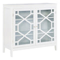 Linon Betty Large Wood Cabinet with 2 Glass Paneled Doors and 3 Shelves in White