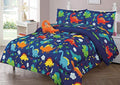 Sapphire Home 4 Piece Dinosaur Full Kids Comforter Set - Kids Bedding - Pillow Sham, Decorative Toy Pillow - Toddler Bed Kit, Di