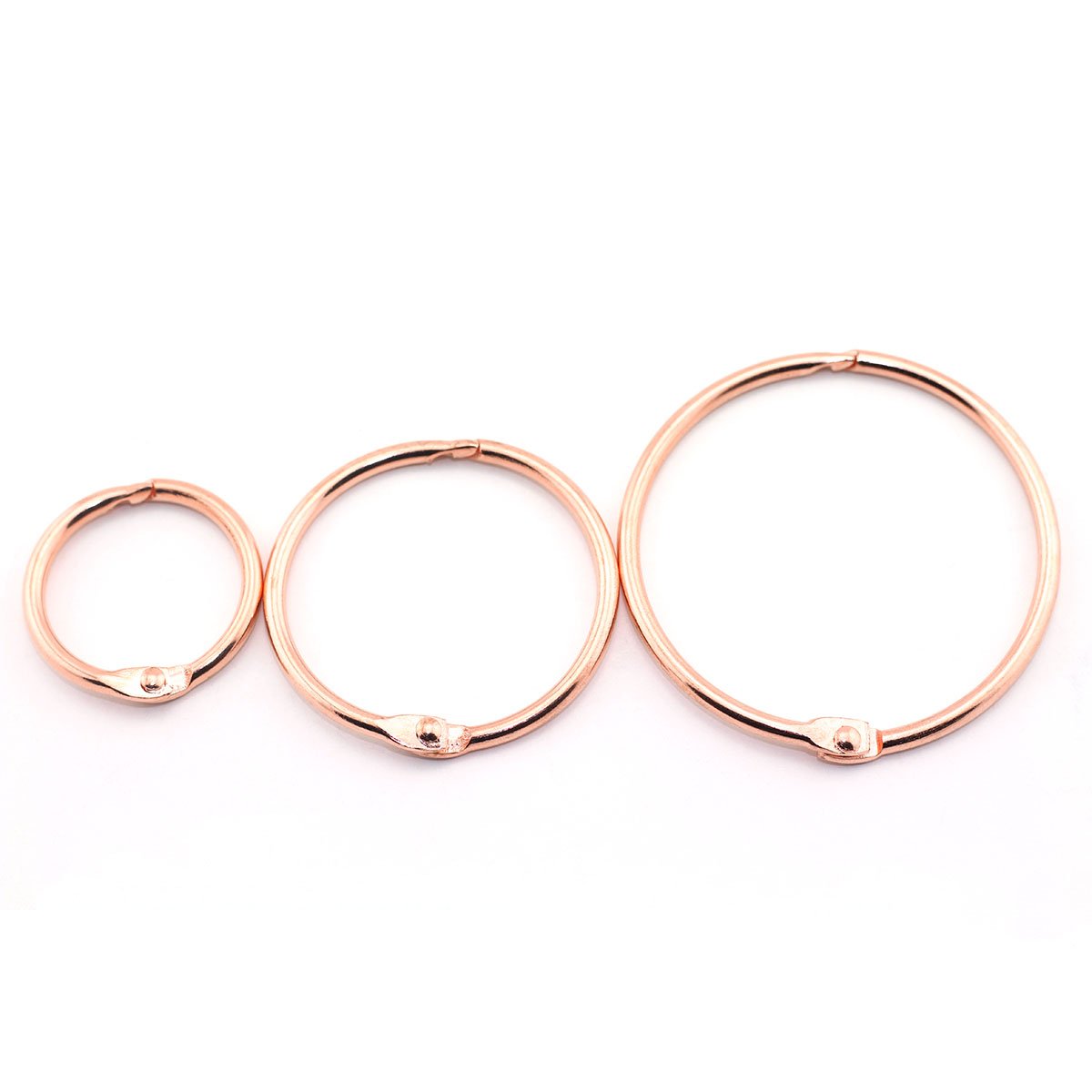 Lind Kitchen 50Pcs 1' 1.5' 2' Rose Gold Book Ring Assorted Kit Metal Loose Leaf Book Binder Hinged Buckle Rings Scrapbook Ske